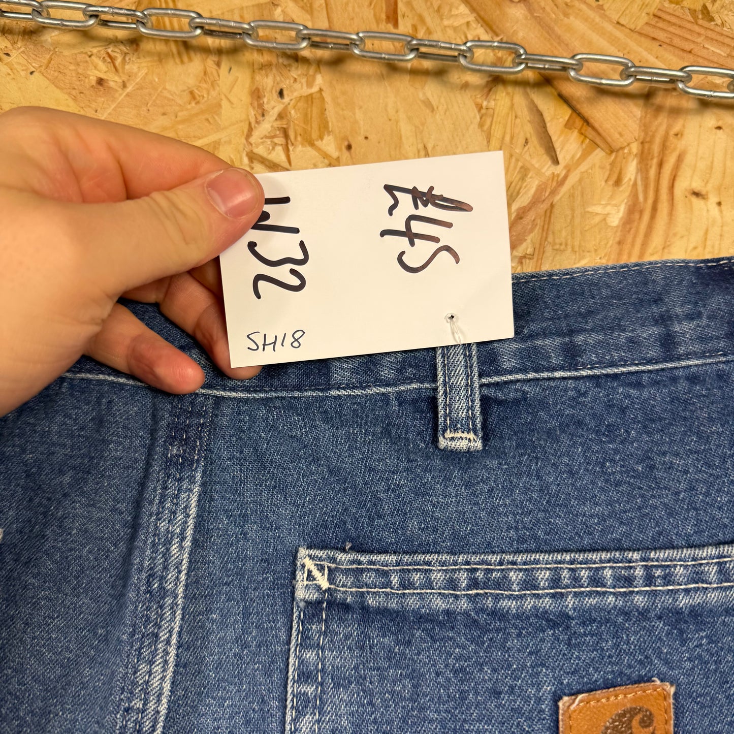 Carhartt Carpenter Blue Denim Workwear Shorts Relaxed Fit W32