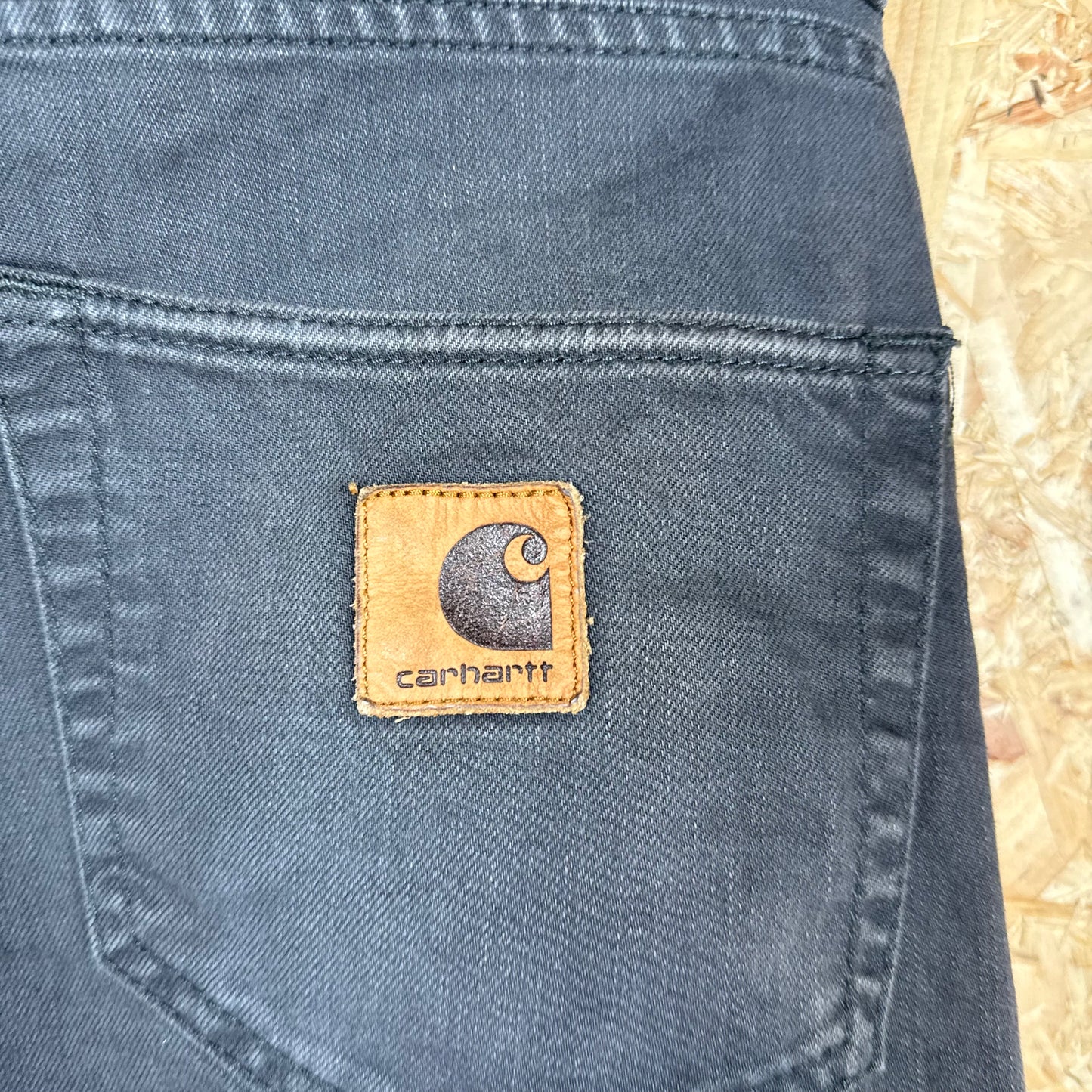 Carhartt Carpenter Washed Black Denim Workwear Shorts Relaxed Fit W29