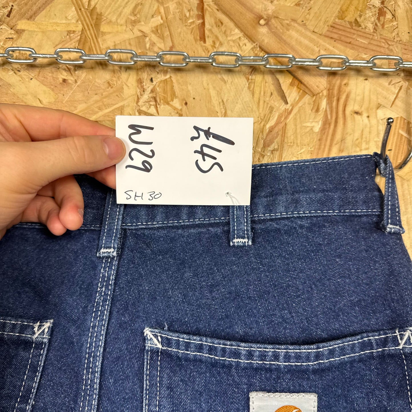 Carhartt Carpenter Dark Blue Denim Workwear Shorts Relaxed Fit W29