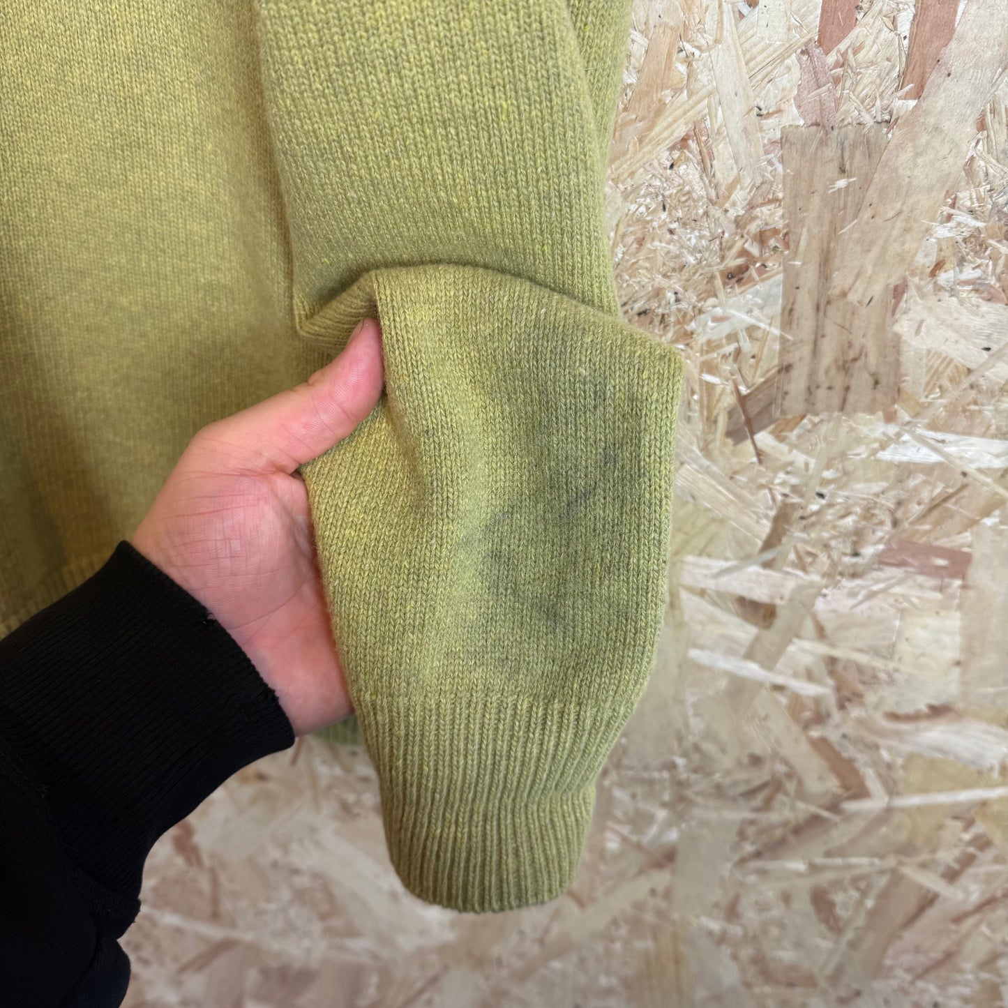 Stone Island Lime Green Wool Knitted Pull Over Quarter Zip Size 2XL