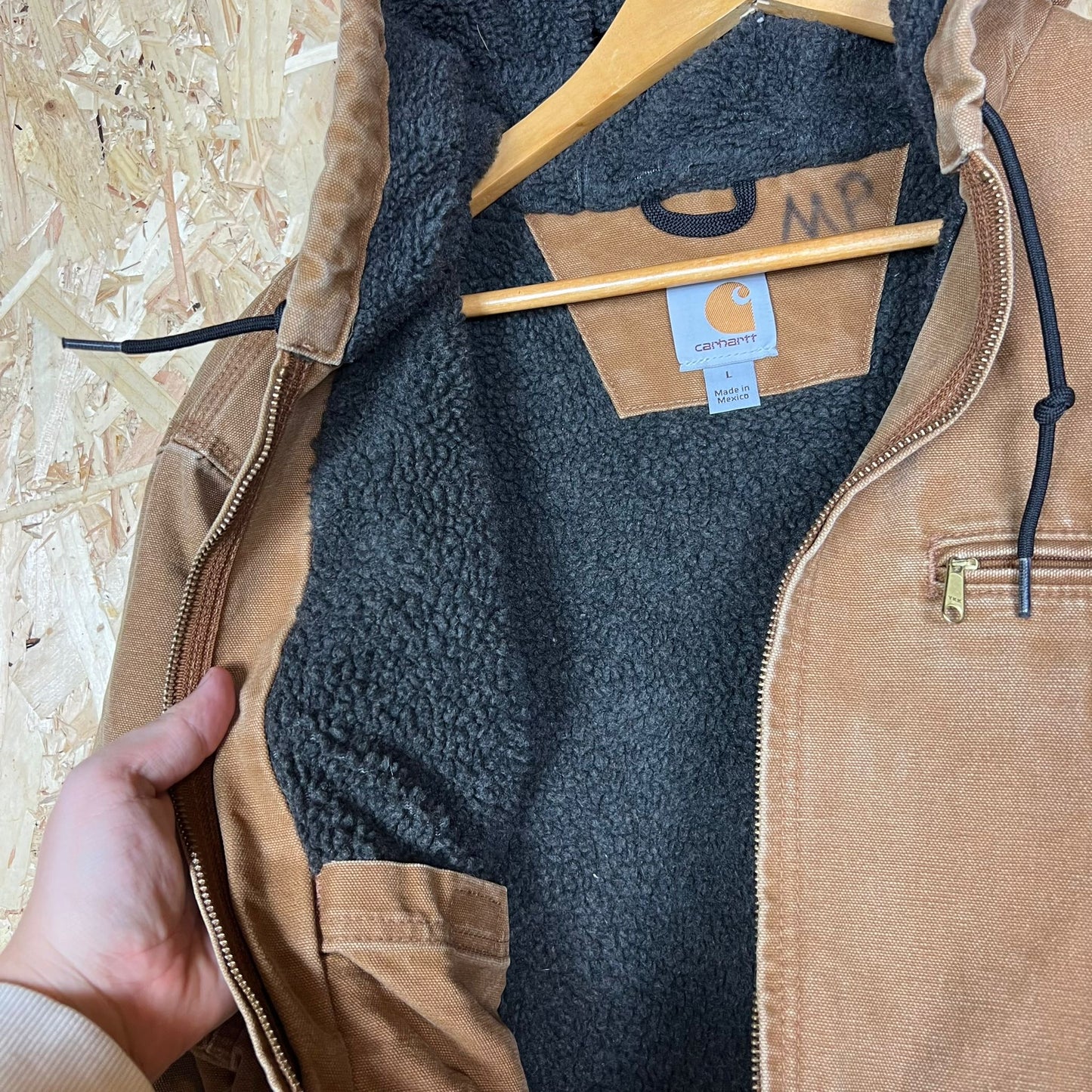 Carhartt Beige Active Jacket Sherpa Lined Size L