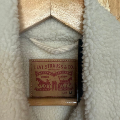 Levi’s Cream Corduroy Jacket Sherpa Lined Men’s Size m