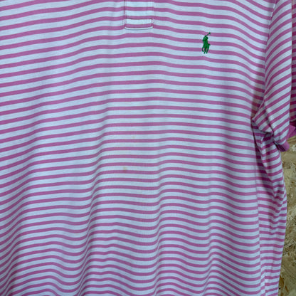 Ralph Lauren Pink and White Striped Polo Shirt