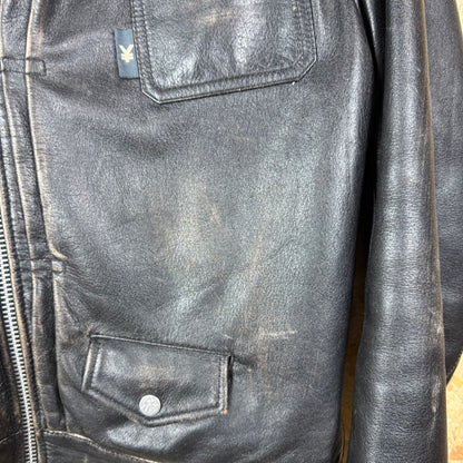 Y2K Michiko koshino Black Leather biker jacket Medium