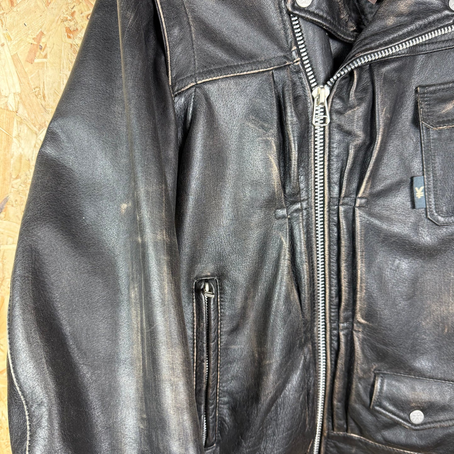 Y2K Michiko koshino Black Leather biker jacket Medium
