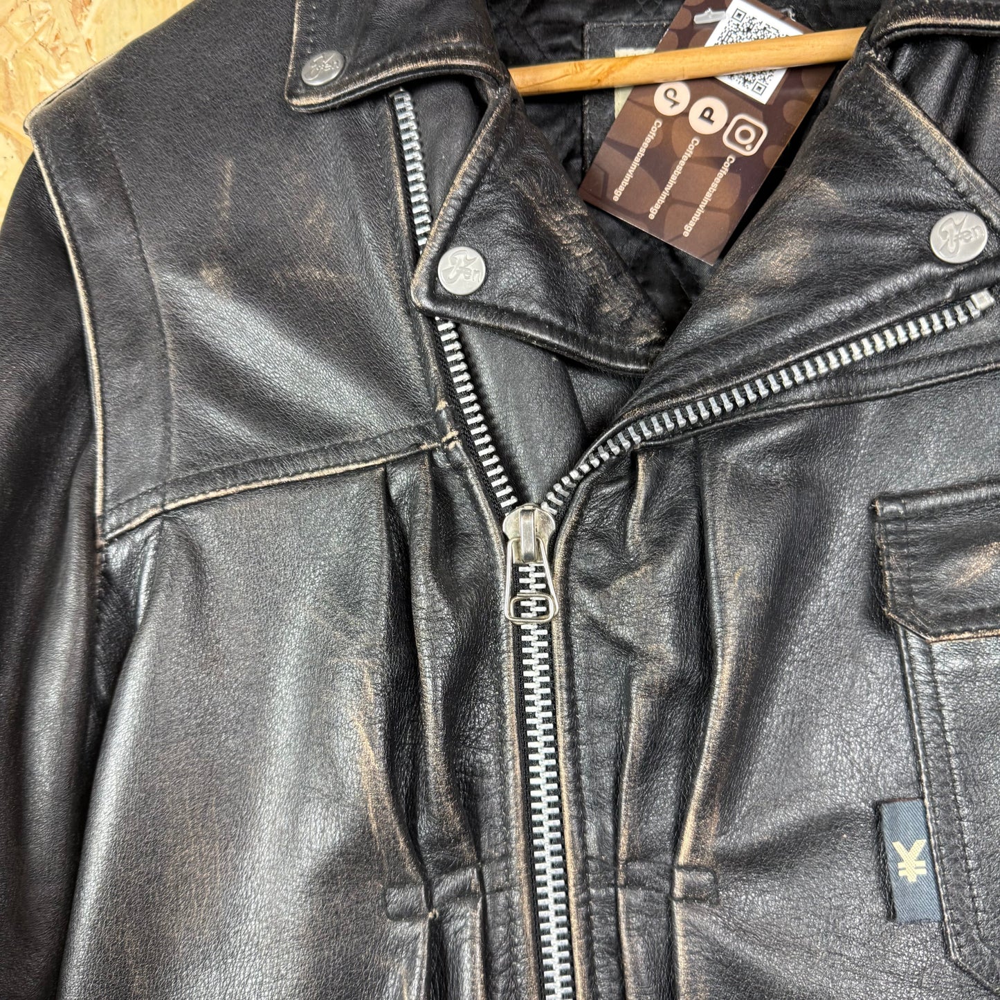 Y2K Michiko koshino Black Leather biker jacket Medium