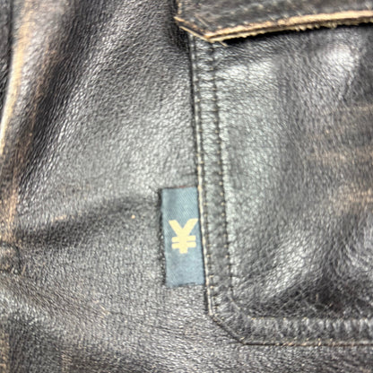 Y2K Michiko koshino Black Leather biker jacket Medium