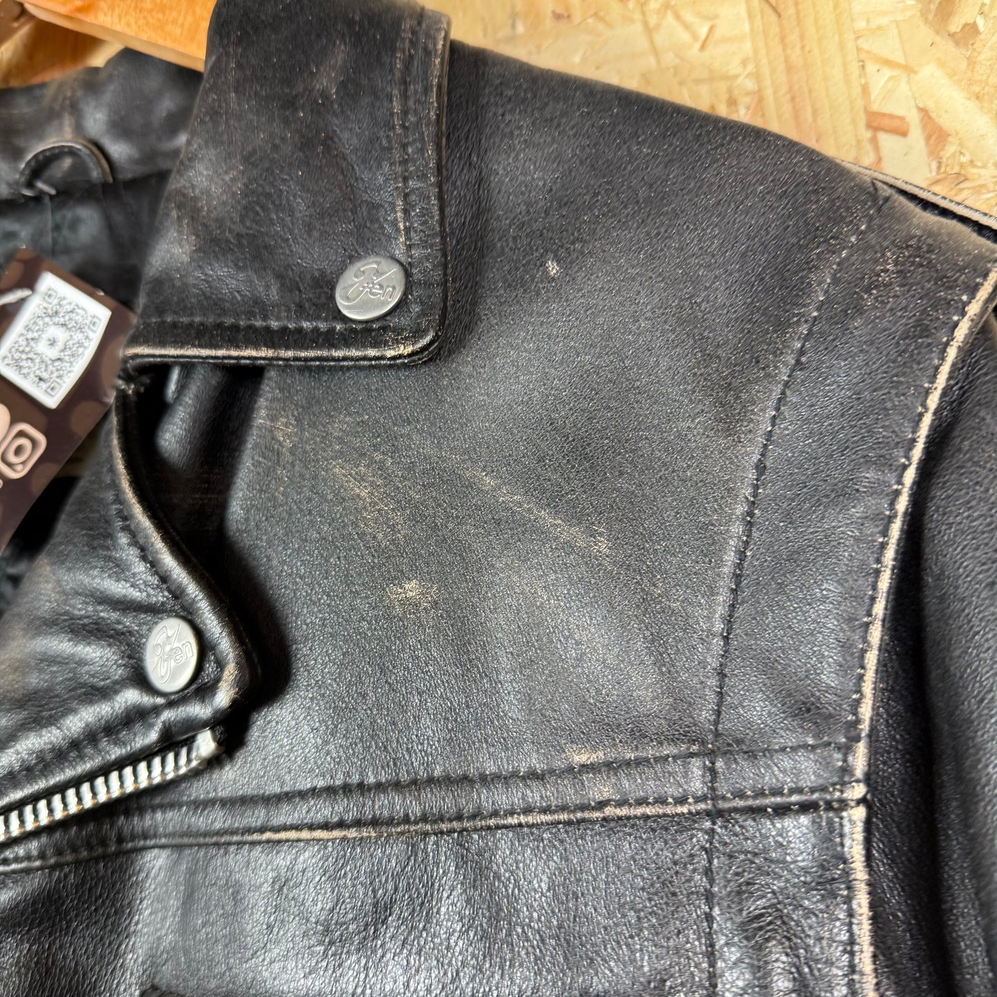 Y2K Michiko koshino Black Leather biker jacket Medium