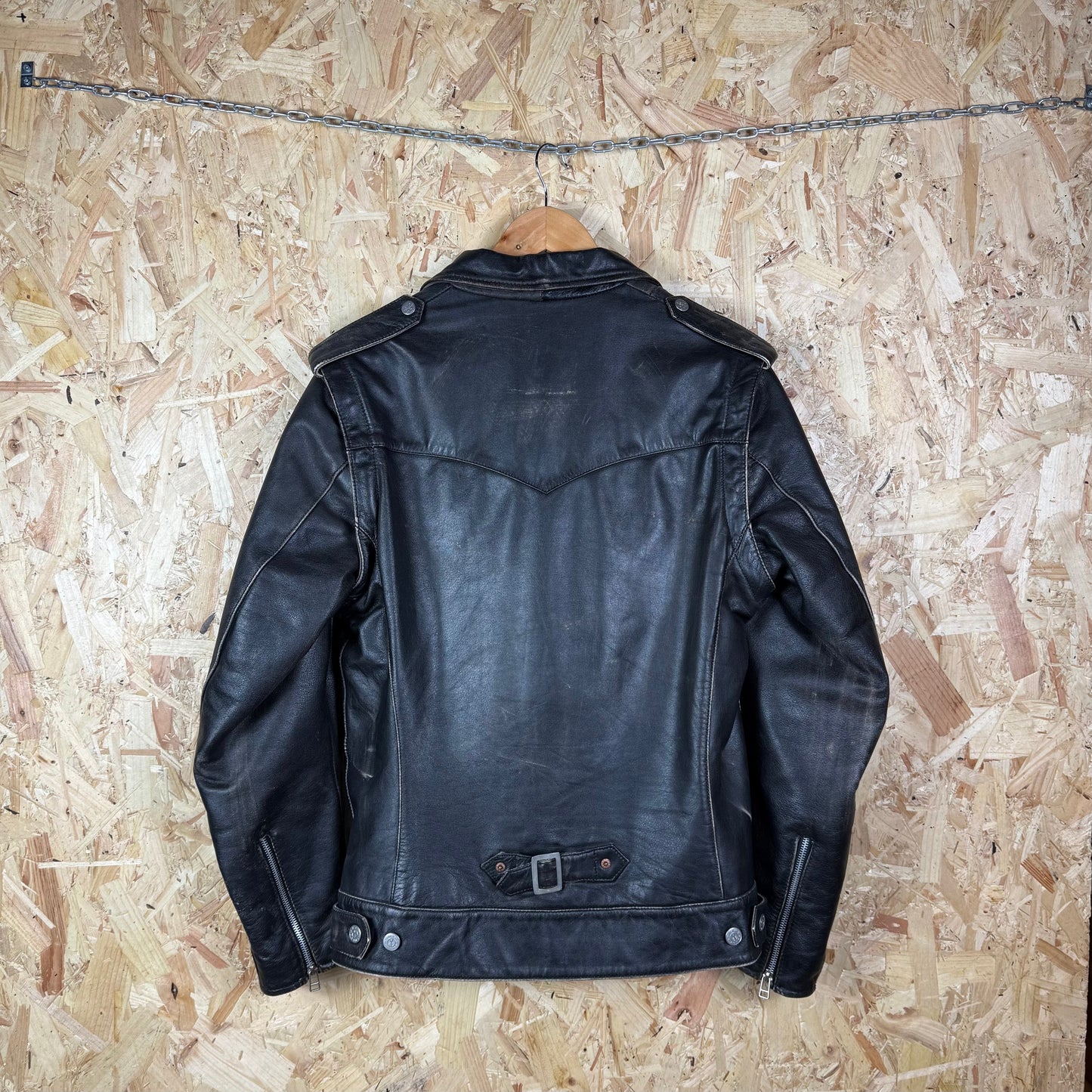 Y2K Michiko koshino Black Leather biker jacket Medium