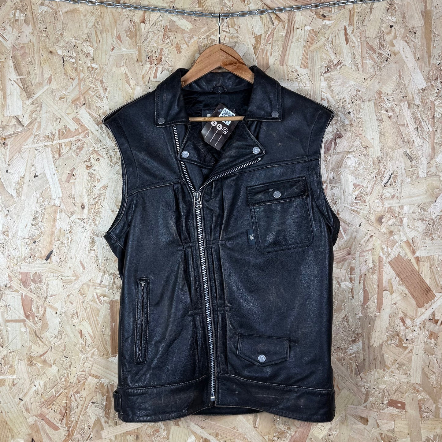 Y2K Michiko koshino Black Leather biker jacket Medium