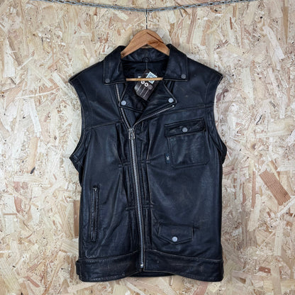 Y2K Michiko koshino Black Leather biker jacket Medium