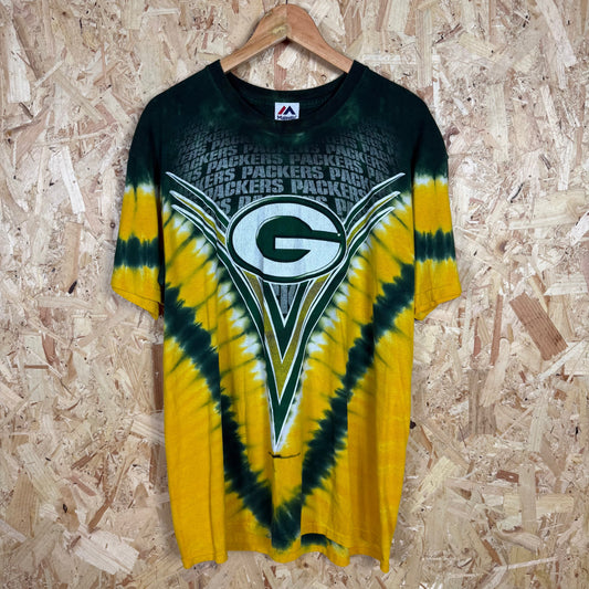 Green Bay Packers NFL Green & Yellow Tie Dye T-Shirt Size L