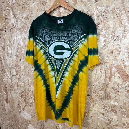 Green Bay Packers NFL Green & Yellow Tie Dye T-Shirt Size L