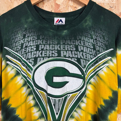 Green Bay Packers NFL Green & Yellow Tie Dye T-Shirt Size L