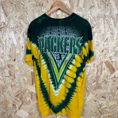 Green Bay Packers NFL Green & Yellow Tie Dye T-Shirt Size L