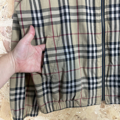 Vintage 90s Burberry Reversible Harrington Jacket L Nova Check Full Zip Navy