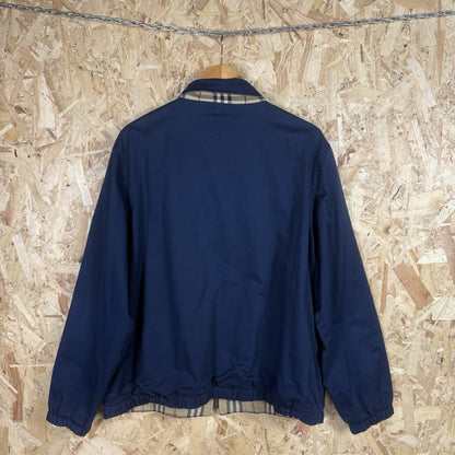 Vintage 90s Burberry Reversible Harrington Jacket L Nova Check Full Zip Navy