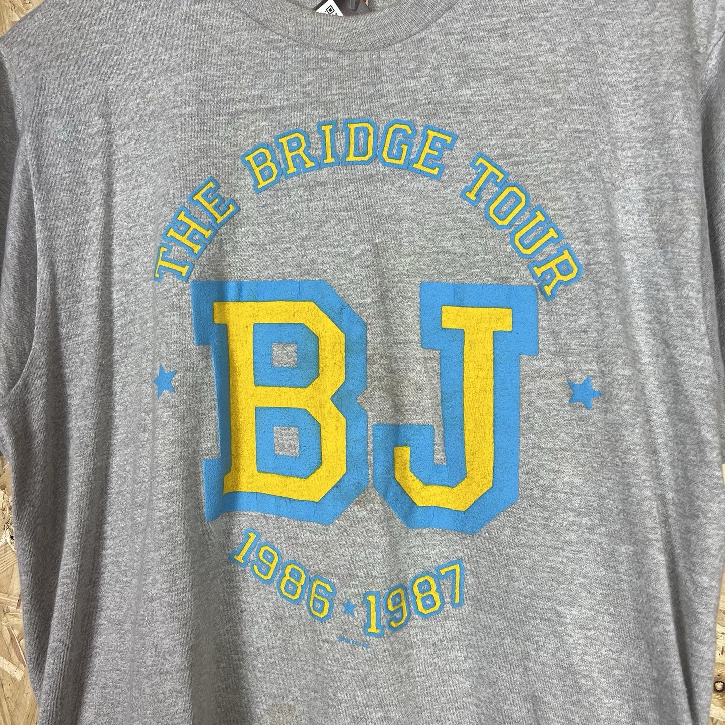 Vintage 80s Billy Joel The Bridge World Tour T-Shirt Grey Medium Single Stitch