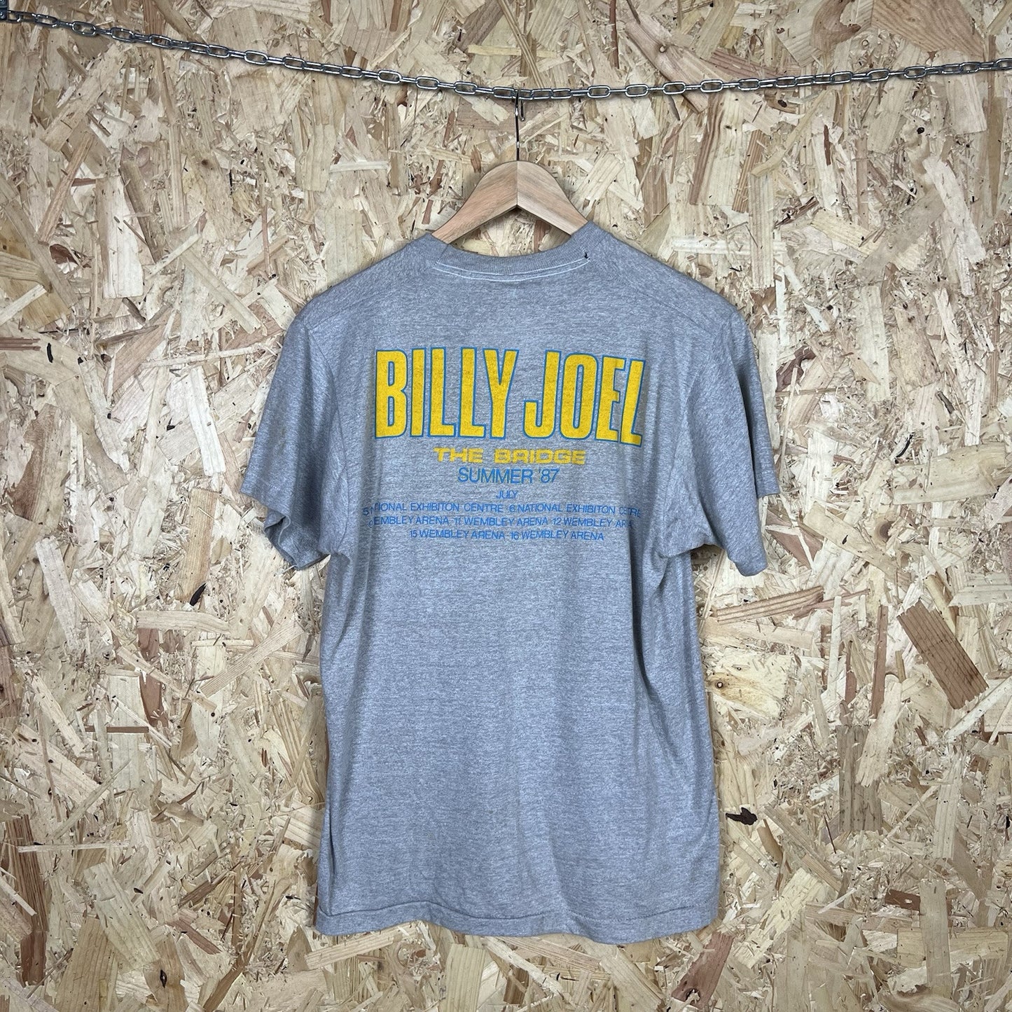 Vintage 80s Billy Joel The Bridge World Tour T-Shirt Grey Medium Single Stitch