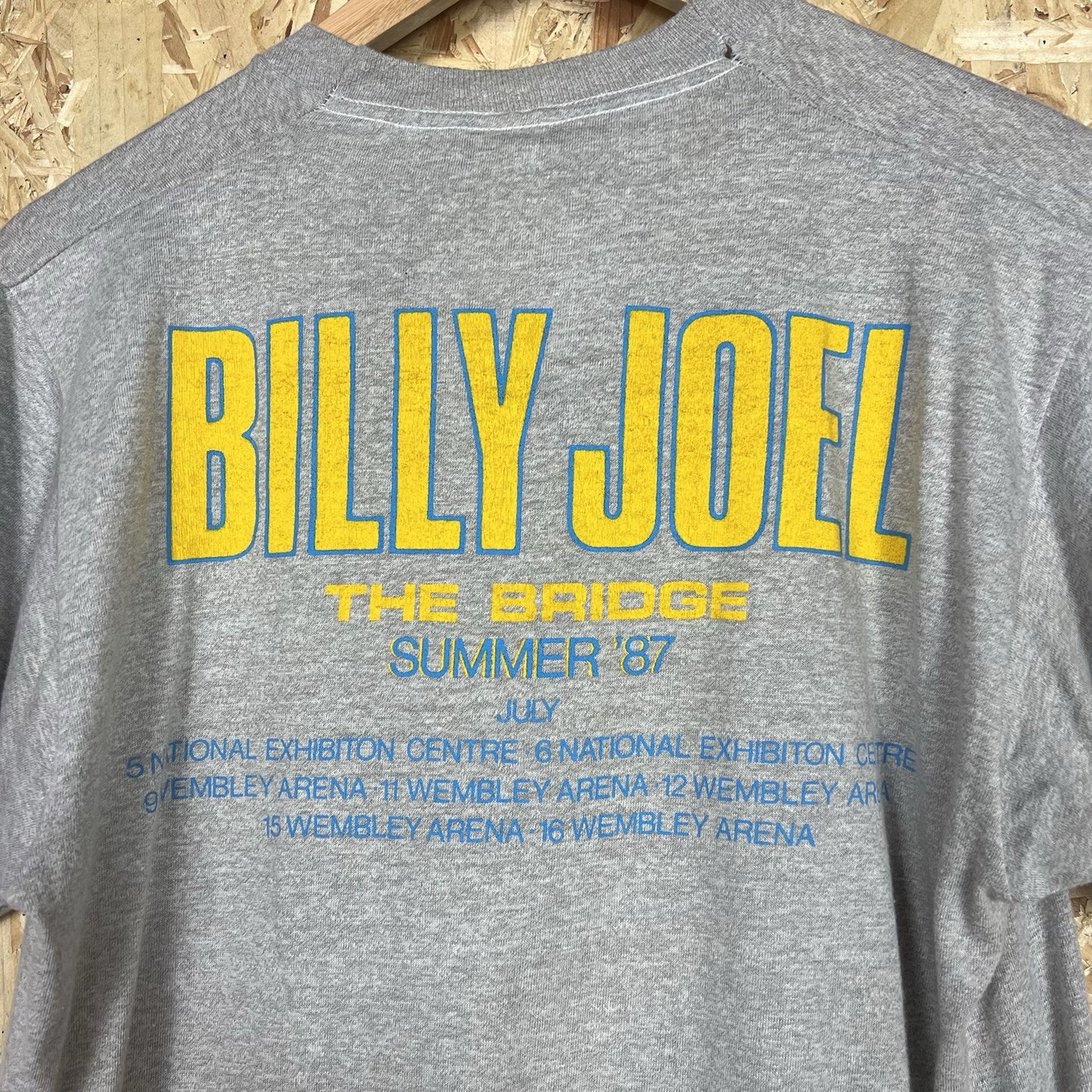 Vintage 80s Billy Joel The Bridge World Tour T-Shirt Grey Medium Single Stitch