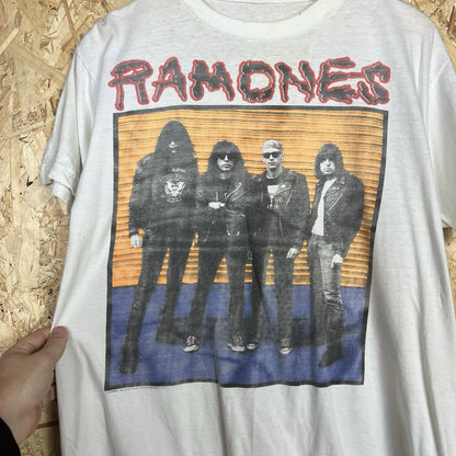 Vintage 80s Ramones Brain Drain Tour Rock Band T shirt L White Rare