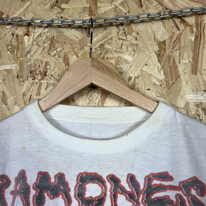 Vintage 80s Ramones Brain Drain Tour Rock Band T shirt L White Rare