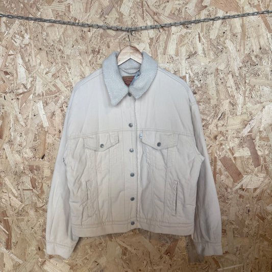 Levi’s Cream Corduroy Jacket Sherpa Lined Men’s Size m