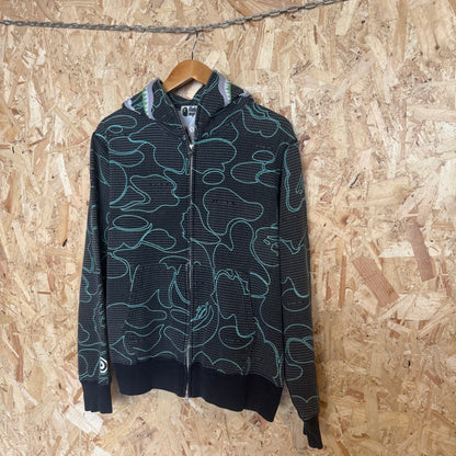 BAPE Text Code Camo Shark Full Zip Hoodie Black Size L