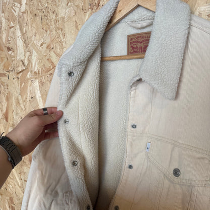 Levi’s Cream Corduroy Jacket Sherpa Lined Men’s Size m