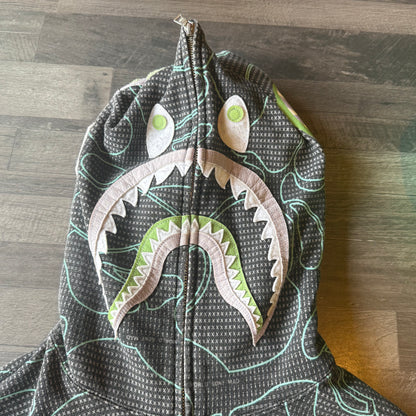 BAPE Text Code Camo Shark Full Zip Hoodie Black Size L