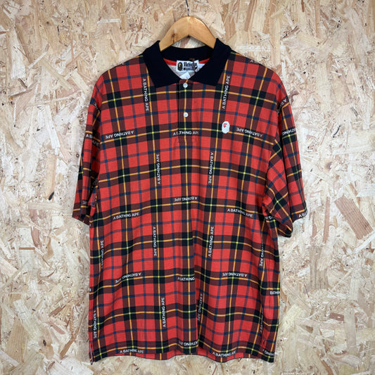 BAPE Tartan Polo Shirt Size L