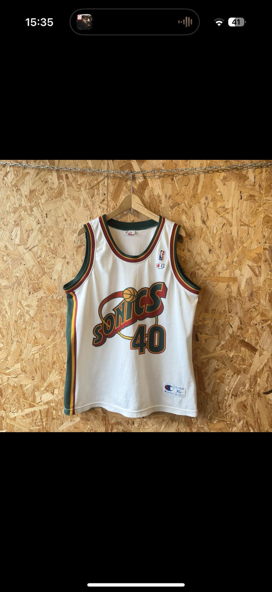 1995-97 Seattle SuperSonics Kemp #40 Champion Home Jersey