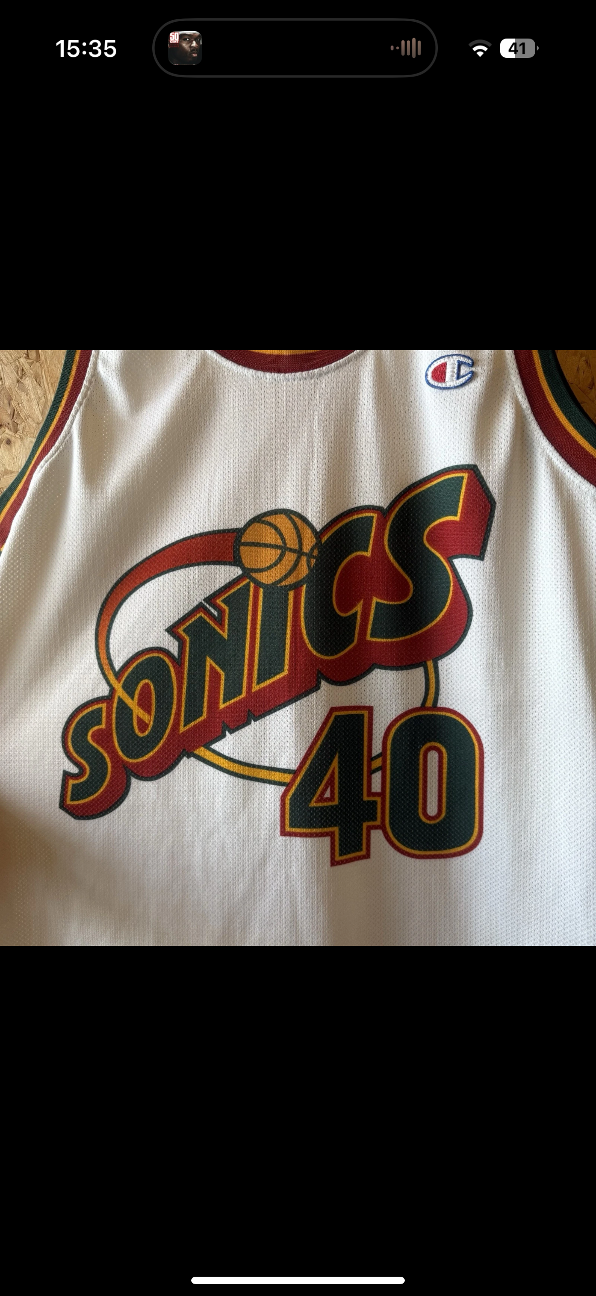 1995-97 Seattle SuperSonics Kemp #40 Champion Home Jersey