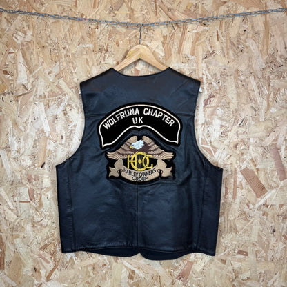 Harley Davidson Leather Biker Cut Wolfruna Size XL