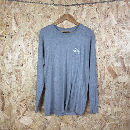 Stussy grey Long sleeve graphic T shirt Medium