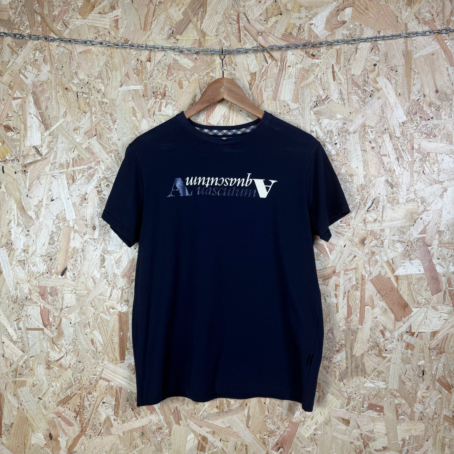 Aquascutum graphic T shirt navy blue Medium