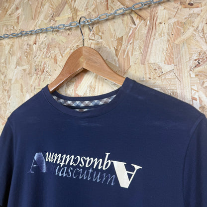 Aquascutum graphic T shirt navy blue Medium