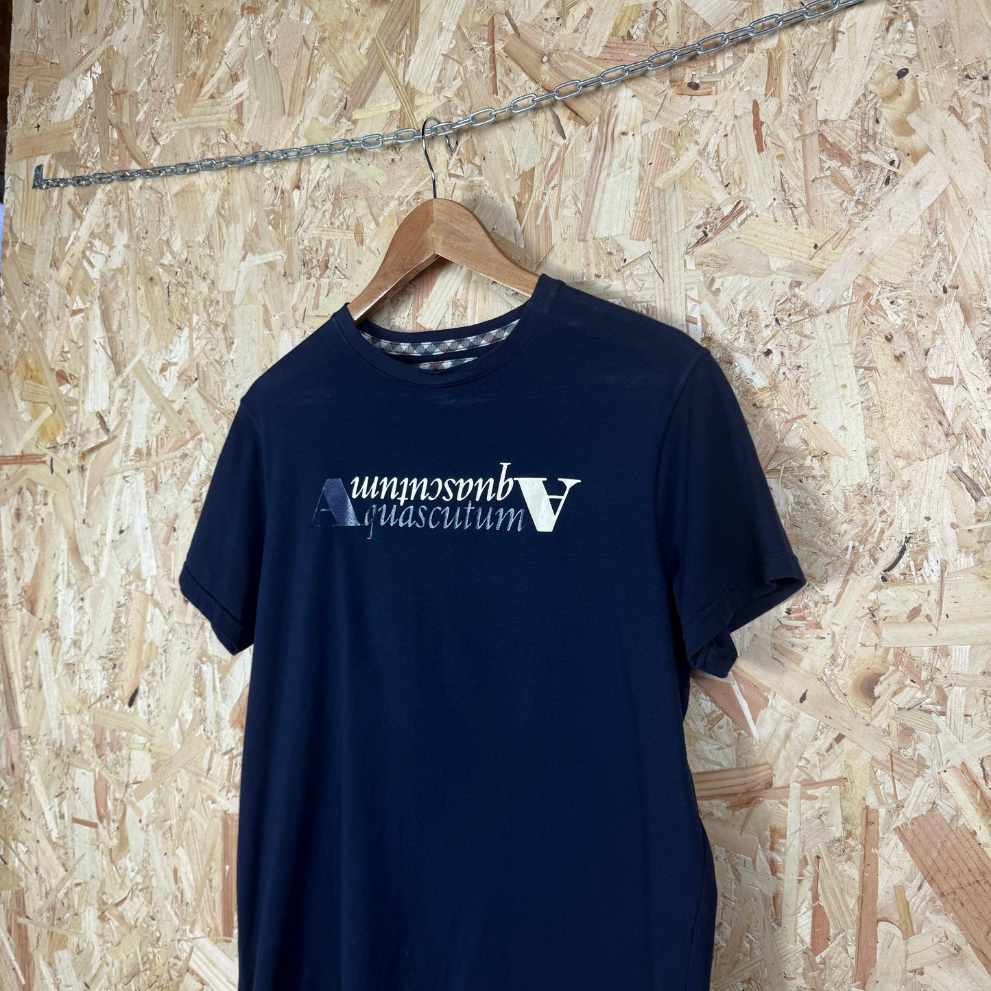 Aquascutum graphic T shirt navy blue Medium