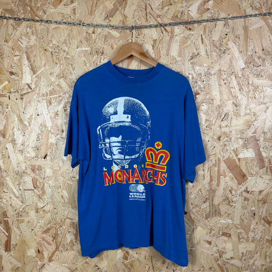 London Monarchs american football T shirt Vintage blue XL