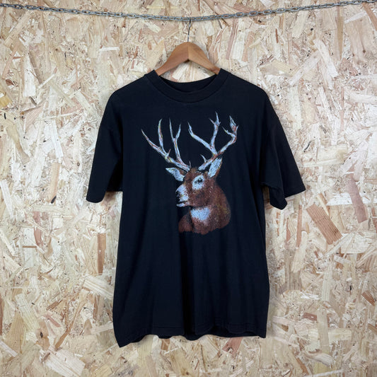 Vintage Stag nature T shirt black XL short sleeve