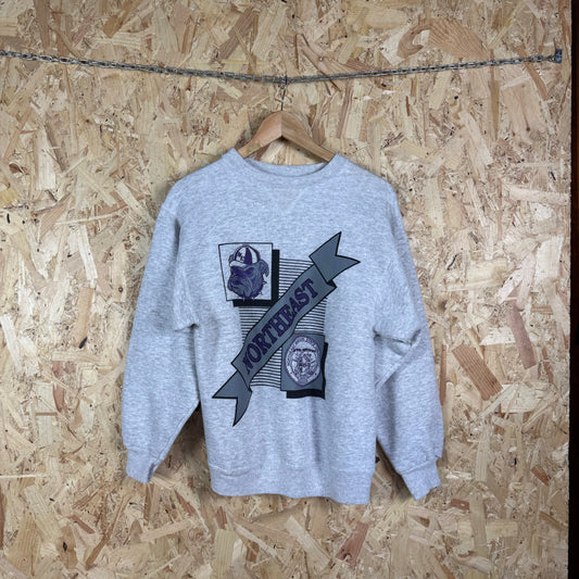 North eastern college sweatshirt Grey Medium 90s