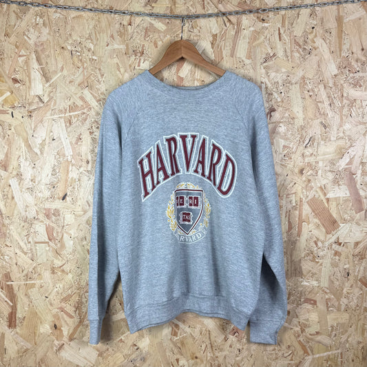 Vintage Harvard college graphic sweatshirt Grey 80s XL