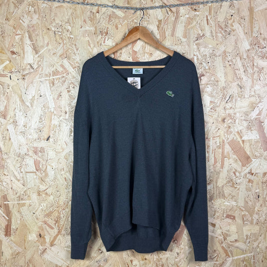 Lacoste Grey V neck jumper 90s XL