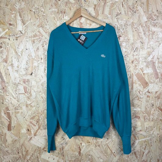 Vintage Lacoste Green V neck jumper 90s XL