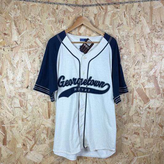 Georgetown Hoyas starter Baseball Jersey Large white navy 90s