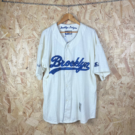 Brooklyn dodgers starter Baseball Jersey Large white blue 90s