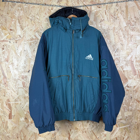 Vintage Padded Adidas puffer jacket 90s Green Navy XL