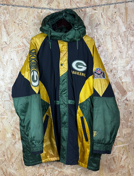 Vintage 90s packers padded jacket Full zip long length XL