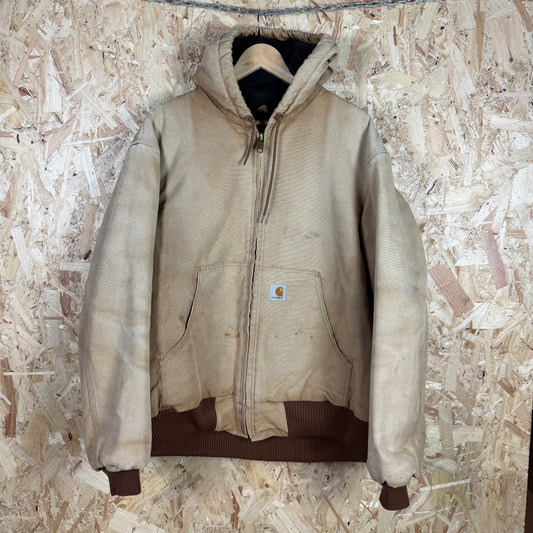 Carhartt Beige Hooded Active Jacket Trashed Size L