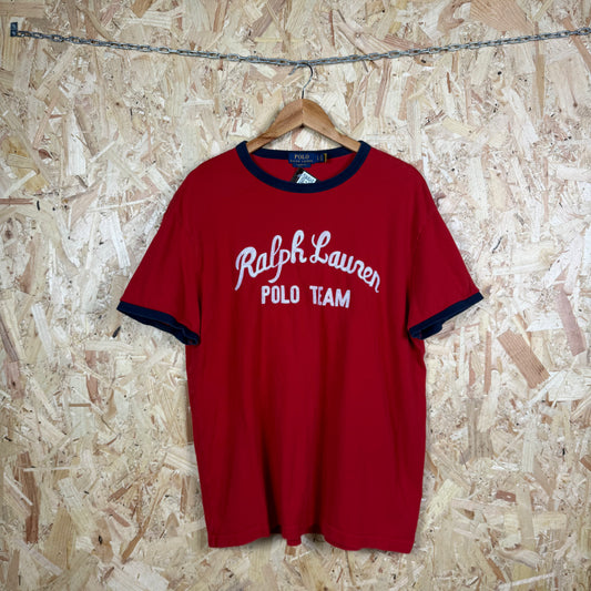 Ralf Lauren Polo Team Red Spell Out T-Shirt Size L